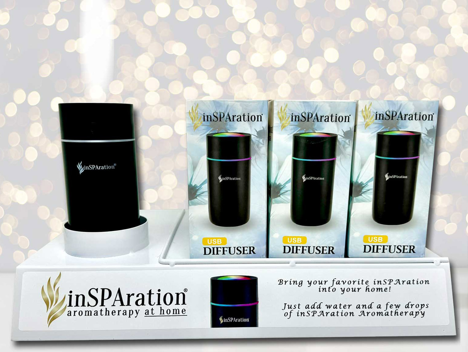 inSPAration USB Aromatherapy Diffuser Counter Display Kit